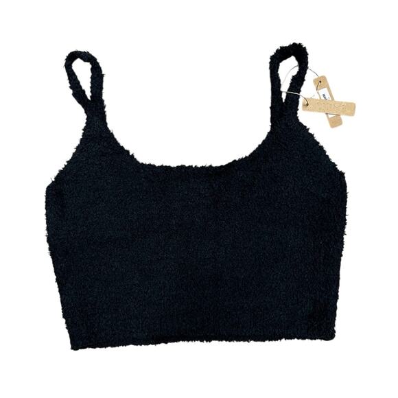 SKIMS Black Teddy Fuzzy Cropped tank Uber Soft Cami Bra Plus NWT SZ XXL - Picture 2 of 7